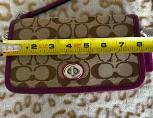 Coach Legacy Signature Penny Small Khaki/Berry Crossbody Bag thumbnail 7