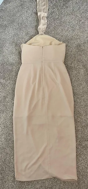 Addie Sleeveless Halter Neck Bow Tie Back Detail Tulip Hem A-Line Midi Dress thumbnail 5