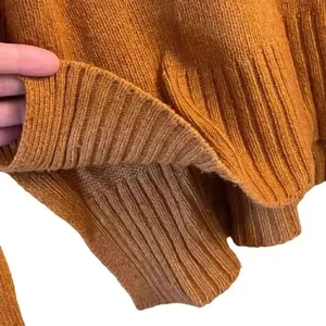 Anthropologie Viscose Wool Mustard Rust Knit Chunkie Oversized SZ S #1726 thumbnail 11