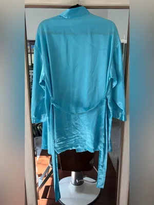 Vintage Victoria's 1996 Blue Kimono Robe One Size with belt Classic thumbnail 5