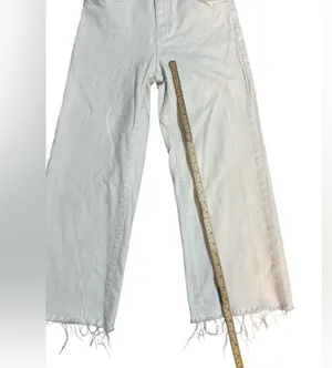 ZARA White Wide Leg High Rise Jeans w/ Raw Hem Sz 10 Y2K Street-style Minimalist thumbnail 5