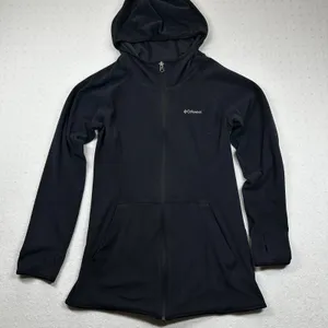 Columbia Fleece Zip Up Hoodie Womens Small Black Full Zip Jacket thumbnail 1