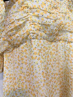 Showpo Women's US 14 Yellow Floral Off-Shoulder Puff Sleeve Mini Dress thumbnail 3