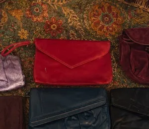Vintage Red Leather Envelope Clutch thumbnail 1