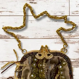 Women’s Small Beaded Evening Bag Brown thumbnail 6
