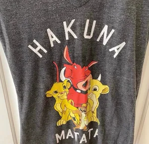 Disney Lion King Hakuna Matata Gray Shirt Vneck XS Parks Collector Simba thumbnail 2
