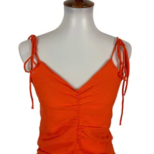 Zara Orange Bodysuit Large Tie Shoulder Slim Fit Summer Night Out thumbnail 3
