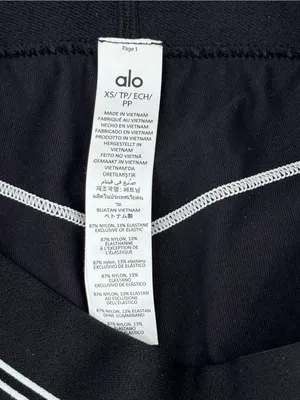 ALO Yoga Black Leggings with White Piping thumbnail 2