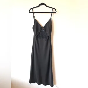 Black Hello Molly Black Ultimate Love Satin Slip Maxi Dress Size US 8 thumbnail 2