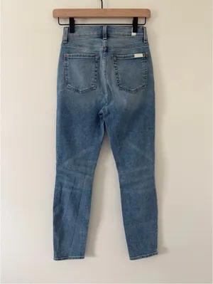 Anthropologie 7 For All Mankind Cotton High Waist Light Wash Ankle Skinny- 24 thumbnail 4