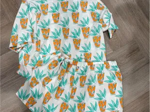 Bouffants and Broken Hearts Tropical Cocktail Pajama Set Size M thumbnail 9