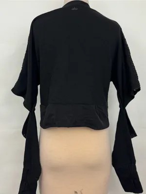 Alo Yoga Womens Trend Long Split Sleeve Top mesh Cropped Large thumbnail 5