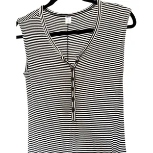 Old Navy Womens Sm Black White Striped Ribbed Henley Sleeveless Midi Dress thumbnail 2