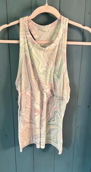 Old Navy Women's Pastel Marble-Print Racerback Tank Top | Size Large Summer thumbnail 1