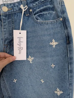 NWT Pearl Beaded Star Embellished Straight Leg Denim Jeans Sz 9 Medium Wash thumbnail 5