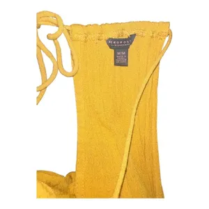 Aeropostale Yellow Embroidered Mini Dress With Tie back and Tassels // s… thumbnail 5
