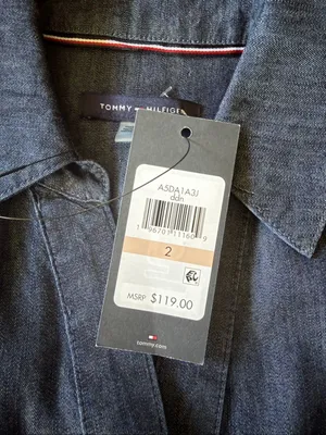 Tommy Hilfiger Denim Fit Flare Shirt Dress XS NWT Button Front Midi thumbnail 2