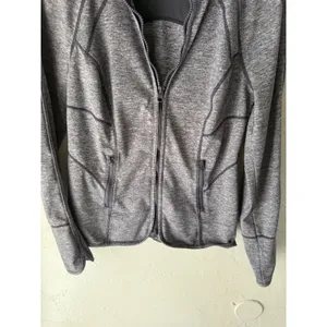 Zella‎ Womens Gray Space Dye Full Zip Athletic Jacket Mock Neck Thumbholes S thumbnail 3