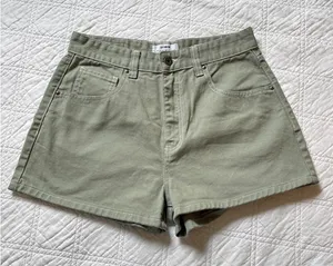 Cotton On Green Denim High Rise Mom Shorts thumbnail 1
