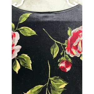 Vintage 90s Whimsigoth Dark Floral Rose Velvet Tank Top and Wide Leg Pants Set L thumbnail 5