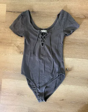 Cotton On Grey Lace Up Bodysuit thumbnail 1