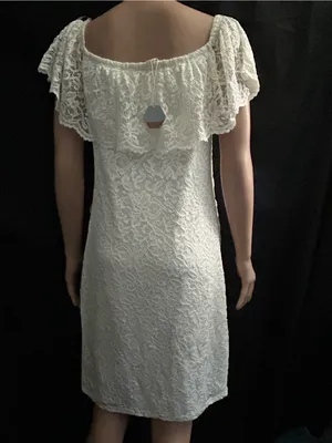 Pink Blush Women’s Lace Overlay Off-Shoulder Midi Dress in Ivory LG NWT thumbnail 2