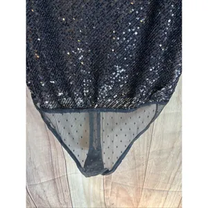 Free People Bodysuit Womens Medium Sequin Spark Party Event Concert 170/96A thumbnail 3