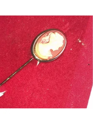 Vintage Gold Tone Cameo Stick Pin Pink thumbnail 4