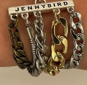 Jenny Bird Austin Cuff Mixed Metals Stacked 5 Chain Bracelet Brand New thumbnail 1