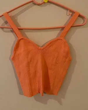 Altar'd State Coral Ribbed Sweetheart Tank thumbnail 1
