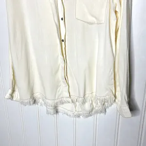 The Porter Collective Off White Cowgirl Frayed Hem Button Up Tunic Shirt 350 thumbnail 6