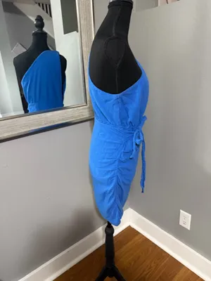 Free People One Strap Blue Mini Dress Tie Waist size Small. thumbnail 7