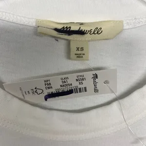 Madewell Top Womens 2XS White‎ Crewneck T Shirt Cotton Jersey Tee Basic NS581 thumbnail 6