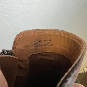 Frye Carson Piping Leather Ankle Boots Cognac Brown Zip Block Heel 7M 3471733-WH thumbnail 7