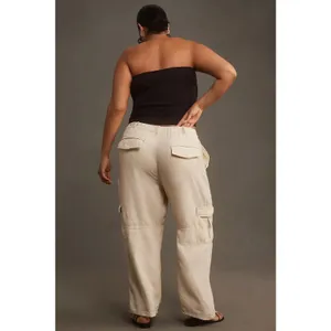 Anthropologie Pilcro Linen Cargo Pants Ivory Wide Leg NWT XL thumbnail 2