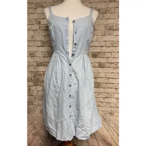Old Navy Size S Denim Chambray Fit & Flare ‎ Mini Sun Dress Blue thumbnail 2