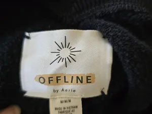 aerie Black Boatneck Drop Back Long-Sleeve Cropped Top Off The Shoulder Medium thumbnail 4