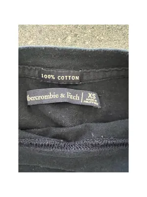 Abercrombie & Fitch Long Sleeve Crop Top Logo Elastic Waist Black XS thumbnail 3