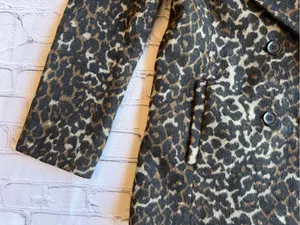 The Hinge Double-Breasted Leopard Car Coat Pea Animal Print Womens Small Classic thumbnail 7