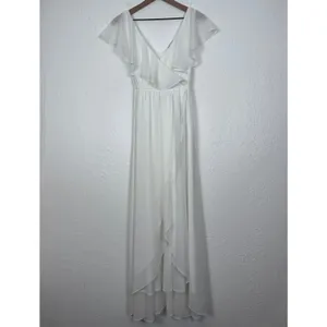 Baltic Born Katya White Ruffle Maxi Dress Chiffon Bridal Wedding Size Small thumbnail 2
