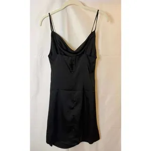 URBAN OUTFITTERS Women's Black Cowl Neck Satin Mini Dress Size Small thumbnail 2