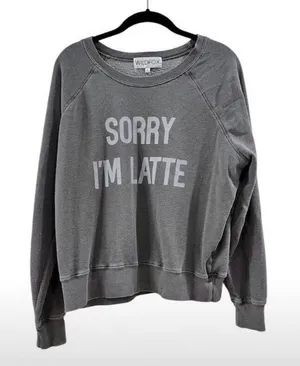 Wildfox “Sorry I’m Latte” Graphic Sweatshirt | Gray | Size S thumbnail 1