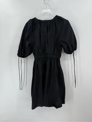 Abercrombie and Fitch black mini dress with puff sleeves size medium thumbnail 2