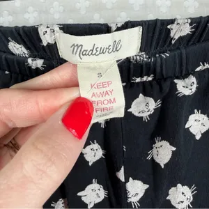 Madewell Black Cream Cat Print Shorts‎ Pajama Set thumbnail 7