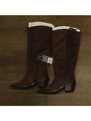 NWT Universal Thread Tall Fringe Western Boots Cowgirl Chocolate Brown 8.5M thumbnail 2
