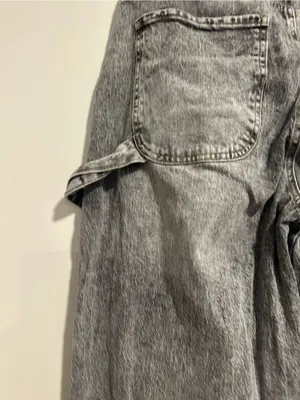 Gray Acid Washed Cargo Extra Wide Leg Baggy Jeans Sz13 Indie Hipster Grunge Y2K. thumbnail 12