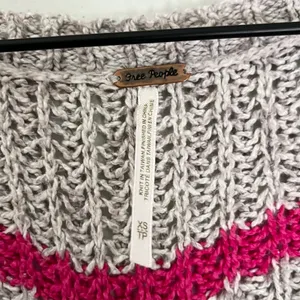 Free People Complete in Stripes Slouchy Oversized Sweater Grey Pink Brown XS thumbnail 6