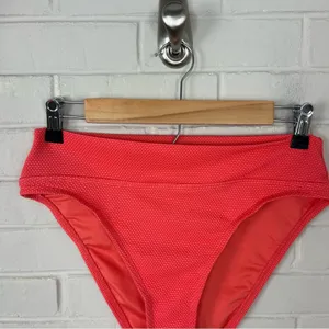 BCBG Textured High Waist Bikini Bottoms Size M Pink Size M thumbnail 3