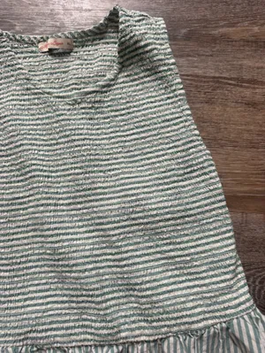 Marine Layer Women's Darcy Poplin Smocked Dress Green & White XL thumbnail 4