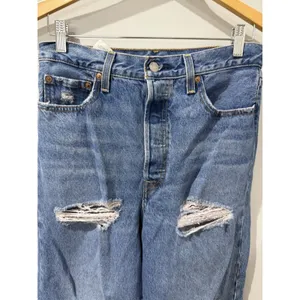 Levis Jeans 29 Blue Ribcage Straight Ankle Button Fly Distressed Med Wash W thumbnail 5